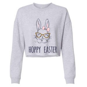 Hoppy Easter Bunny With Cheetah Glasses For The Mom Gift Cropped Pullover Crew