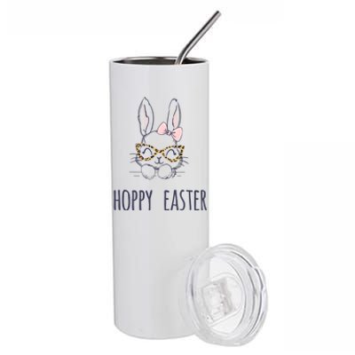 Hoppy Easter Bunny With Cheetah Glasses For The Mom Gift Stainless Steel Tumbler