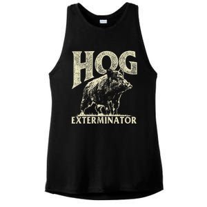 Hog Exterminator Boar Hunting Wild Hog Hunter Ladies PosiCharge Tri-Blend Wicking Tank