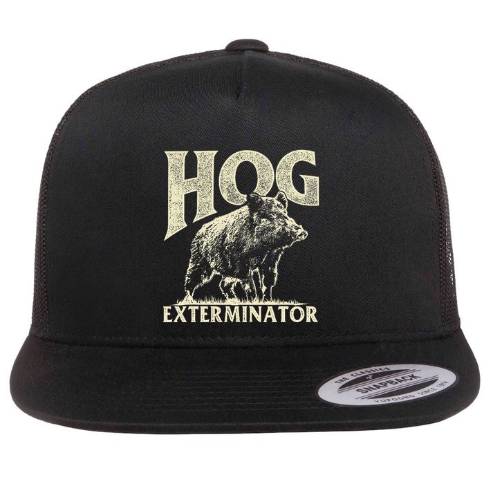 Hog Exterminator Boar Hunting Wild Hog Hunter Flat Bill Trucker Hat