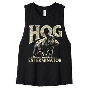 Hog Exterminator Boar Hunting Wild Hog Hunter Women's Racerback Cropped Tank