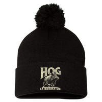 Hog Exterminator Boar Hunting Wild Hog Hunter Pom Pom 12in Knit Beanie