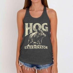 Hog Exterminator Boar Hunting Wild Hog Hunter Women's Knotted Racerback Tank