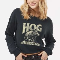 Hog Exterminator Boar Hunting Wild Hog Hunter Cropped Pullover Crew