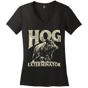 Hog Exterminator Boar Hunting Wild Hog Hunter Women's V-Neck T-Shirt