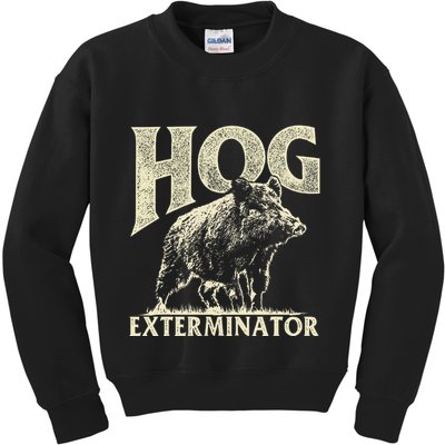 Hog Exterminator Boar Hunting Wild Hog Hunter Kids Sweatshirt