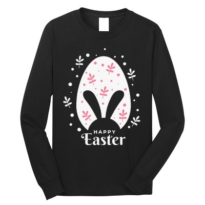 Happy Easter Bunny Rabbit Face Funny Easter Day Long Sleeve Shirt