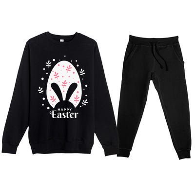 Happy Easter Bunny Rabbit Face Funny Easter Day Premium Crewneck Sweatsuit Set