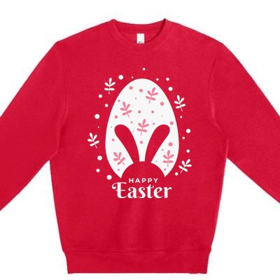 Happy Easter Bunny Rabbit Face Funny Easter Day Premium Crewneck Sweatshirt