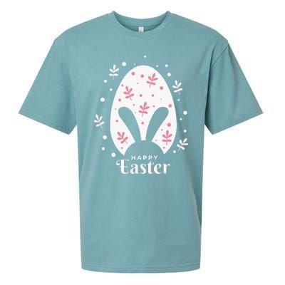 Happy Easter Bunny Rabbit Face Funny Easter Day Sueded Cloud Jersey T-Shirt