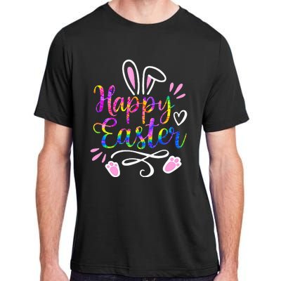 Happy Easter Bunny Rabbit Face Tie Dye Easter Day Adult ChromaSoft Performance T-Shirt