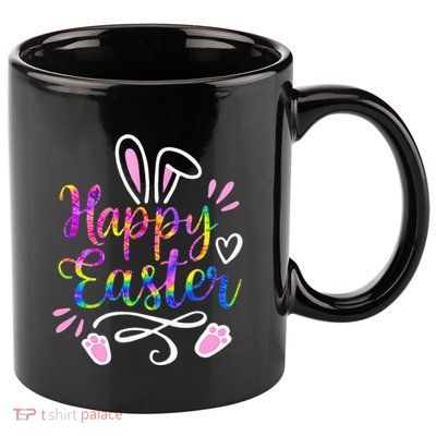 Happy Easter Bunny Rabbit Face Tie Dye Easter Day 11oz C Handle Ceramic Mug