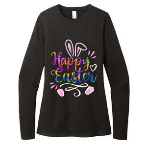 Happy Easter Bunny Rabbit Face Tie Dye Easter Day Womens CVC Long Sleeve Shirt