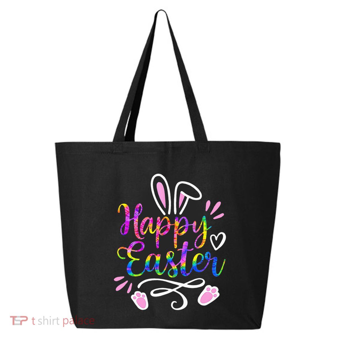 Happy Easter Bunny Rabbit Face Tie Dye Easter Day 25L Jumbo Tote