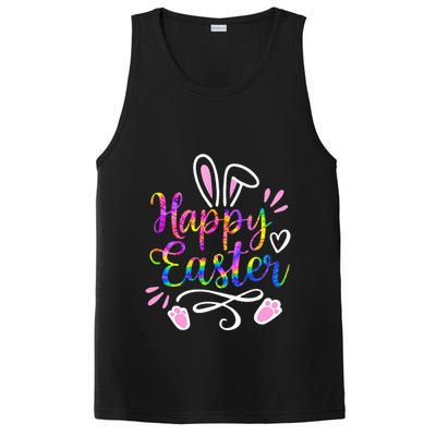 Happy Easter Bunny Rabbit Face Tie Dye Easter Day PosiCharge Competitor Tank