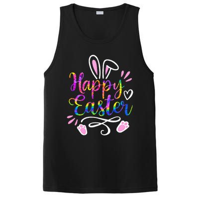 Happy Easter Bunny Rabbit Face Tie Dye Easter Day PosiCharge Competitor Tank