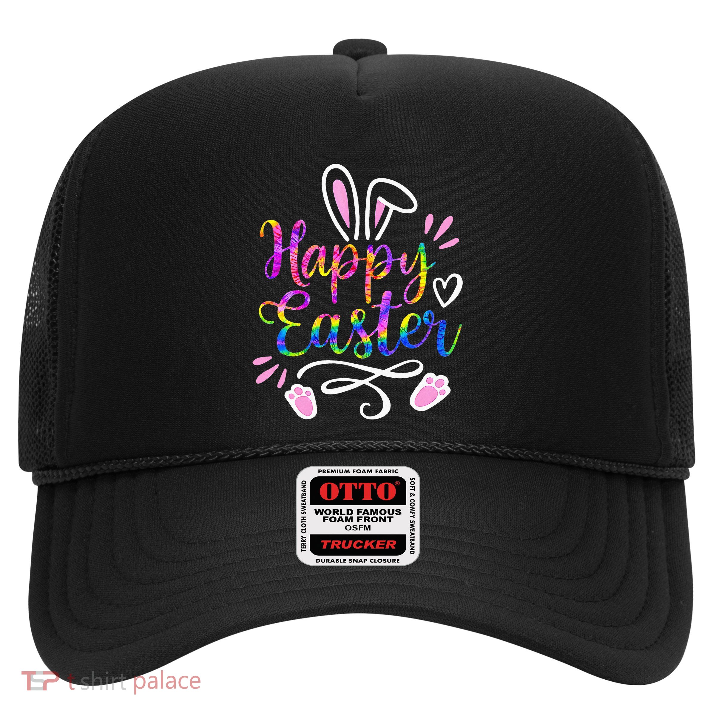Happy Easter Bunny Rabbit Face Tie Dye Easter Day Trucker Hat