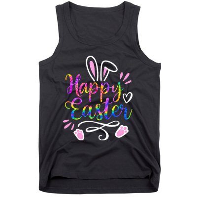 Happy Easter Bunny Rabbit Face Tie Dye Easter Day Tank Top