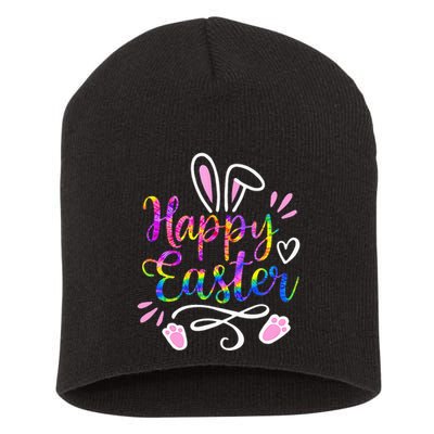 Happy Easter Bunny Rabbit Face Tie Dye Easter Day Short Acrylic Beanie