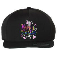 Happy Easter Bunny Rabbit Face Tie Dye Easter Day Wool Snapback Cap