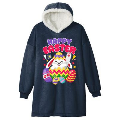 Happy Easter Bunny Easter Eggs Cute Gift Hooded Wearable Blanket