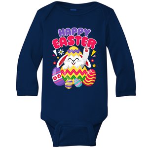 Happy Easter Bunny Easter Eggs Cute Gift Baby Long Sleeve Bodysuit