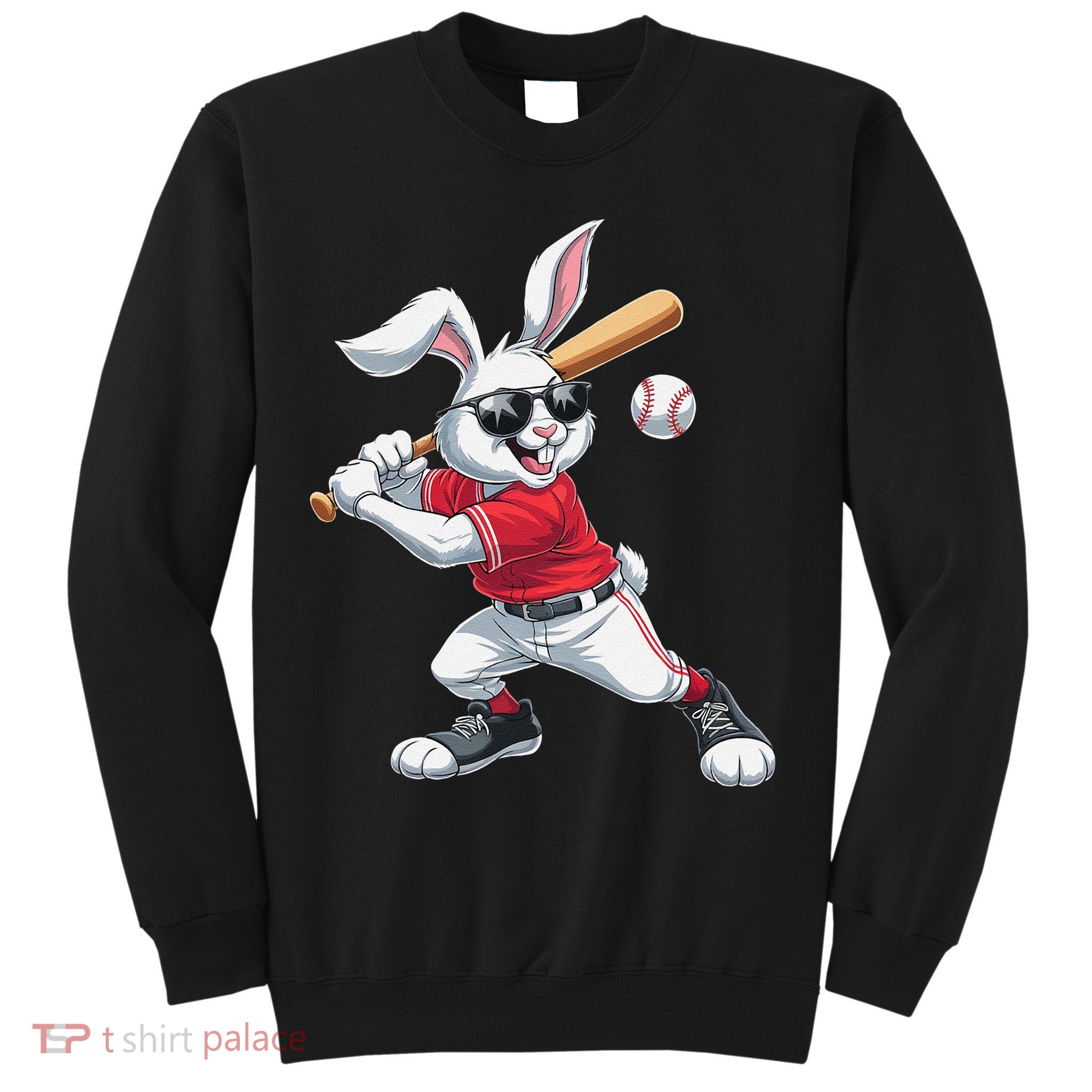 Happy Easter Bunny Playing Baseball Easter Sport Gift Sweatshirt