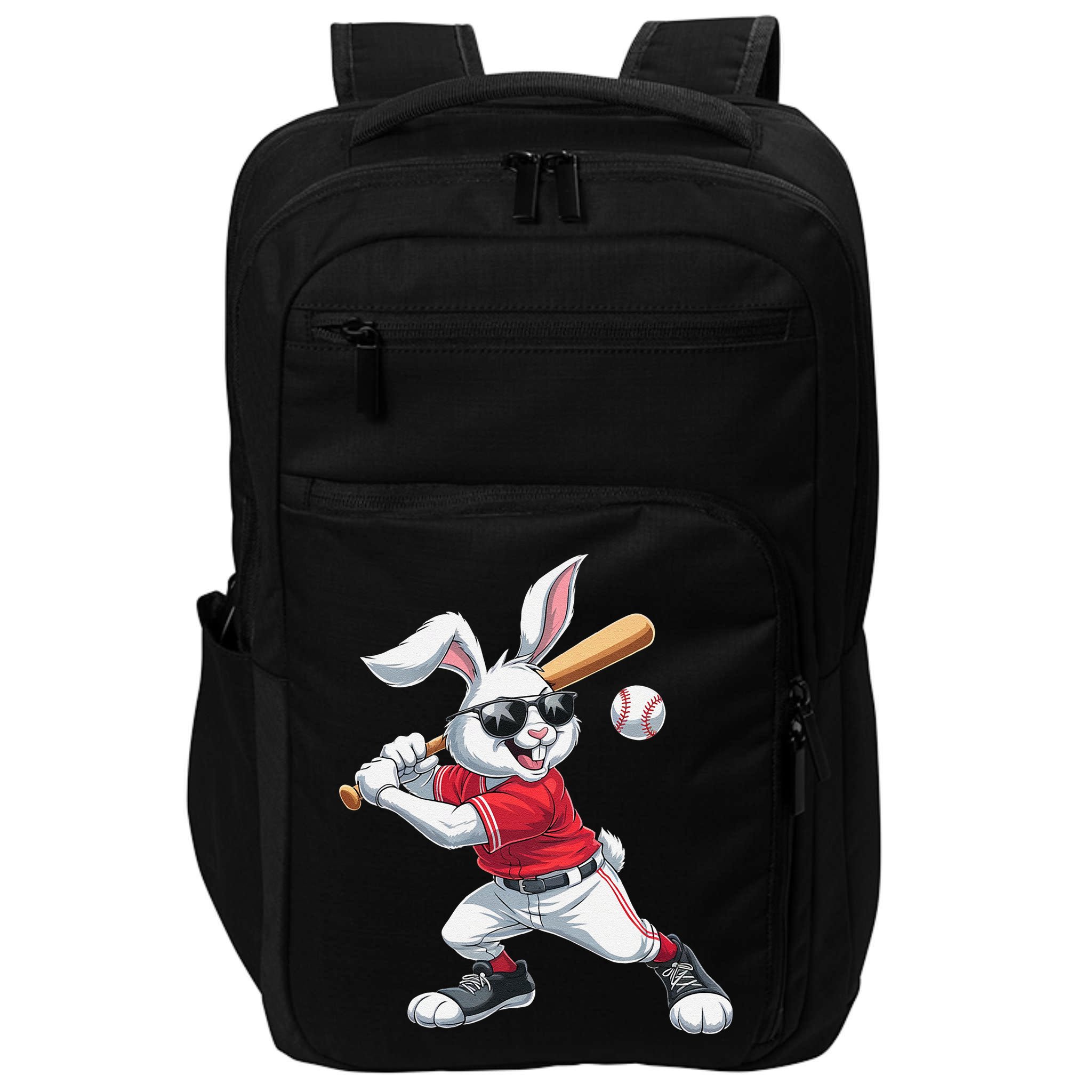 Happy Easter Bunny Playing Baseball Easter Sport Gift Impact Tech Backpack