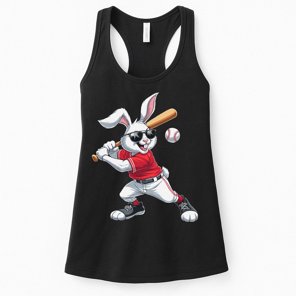 Happy Easter Bunny Playing Baseball Easter Sport Gift Womens Tank Top