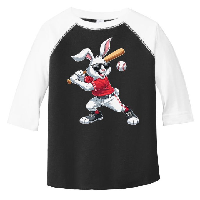 Happy Easter Bunny Playing Baseball Easter Sport Gift Toddler Fine Jersey T-Shirt