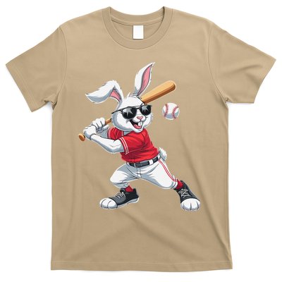 Happy Easter Bunny Playing Baseball Easter Sport Gift T-Shirt