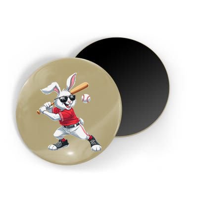 Happy Easter Bunny Playing Baseball Easter Sport Gift Magnet