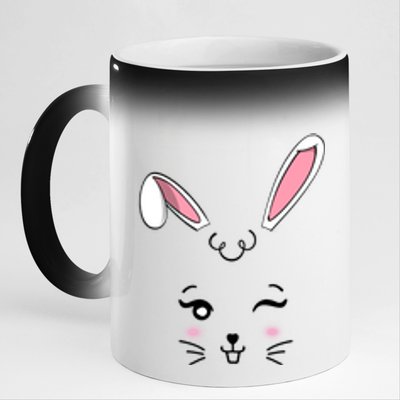 Happy Easter Bunny Rabbit Outfit Design Gift 11oz Black Color Changing Mug