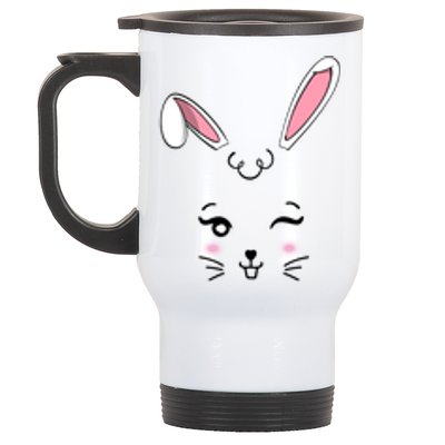 Happy Easter Bunny Rabbit Outfit Design Gift Stainless Steel Travel Mug