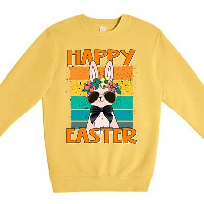 Happy Easter Bunny Retro Rabbit Clothes Easter Day Cute Great Gift Premium Crewneck Sweatshirt