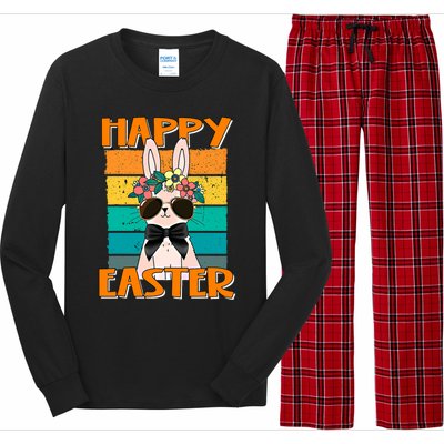 Happy Easter Bunny Retro Rabbit Clothes Easter Day Cute Great Gift Long Sleeve Pajama Set