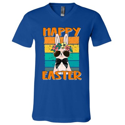 Happy Easter Bunny Retro Rabbit Clothes Easter Day Cute Great Gift V-Neck T-Shirt