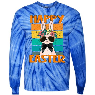 Happy Easter Bunny Retro Rabbit Clothes Easter Day Cute Great Gift Tie-Dye Long Sleeve Shirt