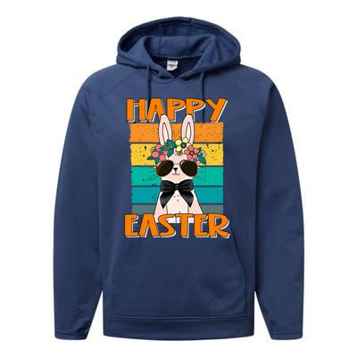 Happy Easter Bunny Retro Rabbit Clothes Easter Day Cute Great Gift Performance Fleece Hoodie