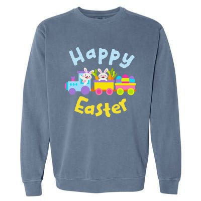 Happy Easter Bunny Train Garment-Dyed Sweatshirt