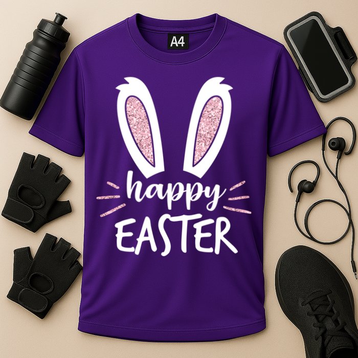 Happy Easter Bunny Ears Cooling Performance Crew T-Shirt