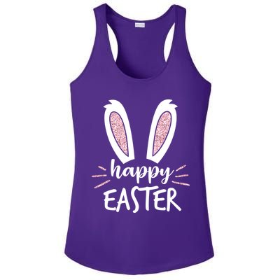 Happy Easter Bunny Ears Ladies PosiCharge Competitor Racerback Tank