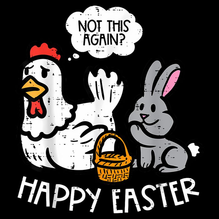 Happy Easter Bunny Chicken Not Again Funny  Full-Length Apron With Pockets