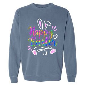 Happy Easter Bunny Rabbit Face Tie Dye Easter Day Women G.irl Garment-Dyed Sweatshirt