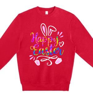 Happy Easter Bunny Rabbit Face Tie Dye Easter Day Women G.irl Premium Crewneck Sweatshirt