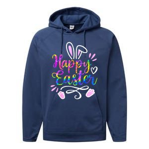 Happy Easter Bunny Rabbit Face Tie Dye Easter Day Women G.irl Performance Fleece Hoodie