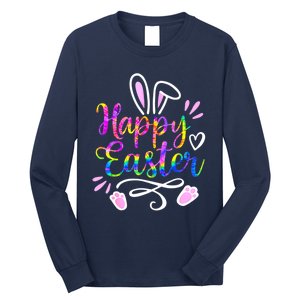 Happy Easter Bunny Rabbit Face Tie Dye Easter Day Women G.irl Long Sleeve Shirt