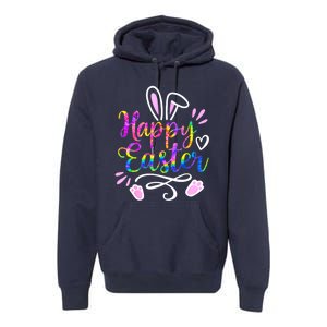 Happy Easter Bunny Rabbit Face Tie Dye Easter Day Women G.irl Premium Hoodie