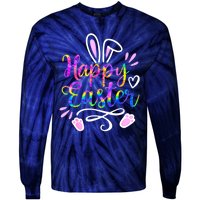 Happy Easter Bunny Rabbit Face Tie Dye Easter Day Women G.irl Tie-Dye Long Sleeve Shirt