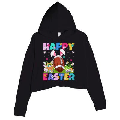 Happy Easter Bunny American Football Easter Sunday Gift Crop Fleece Hoodie